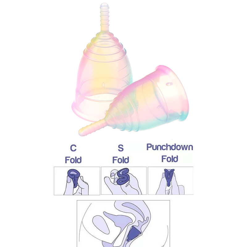 Menstrual Cup Silicone - 여성 다채로운 컵, 의료 등급 실리콘